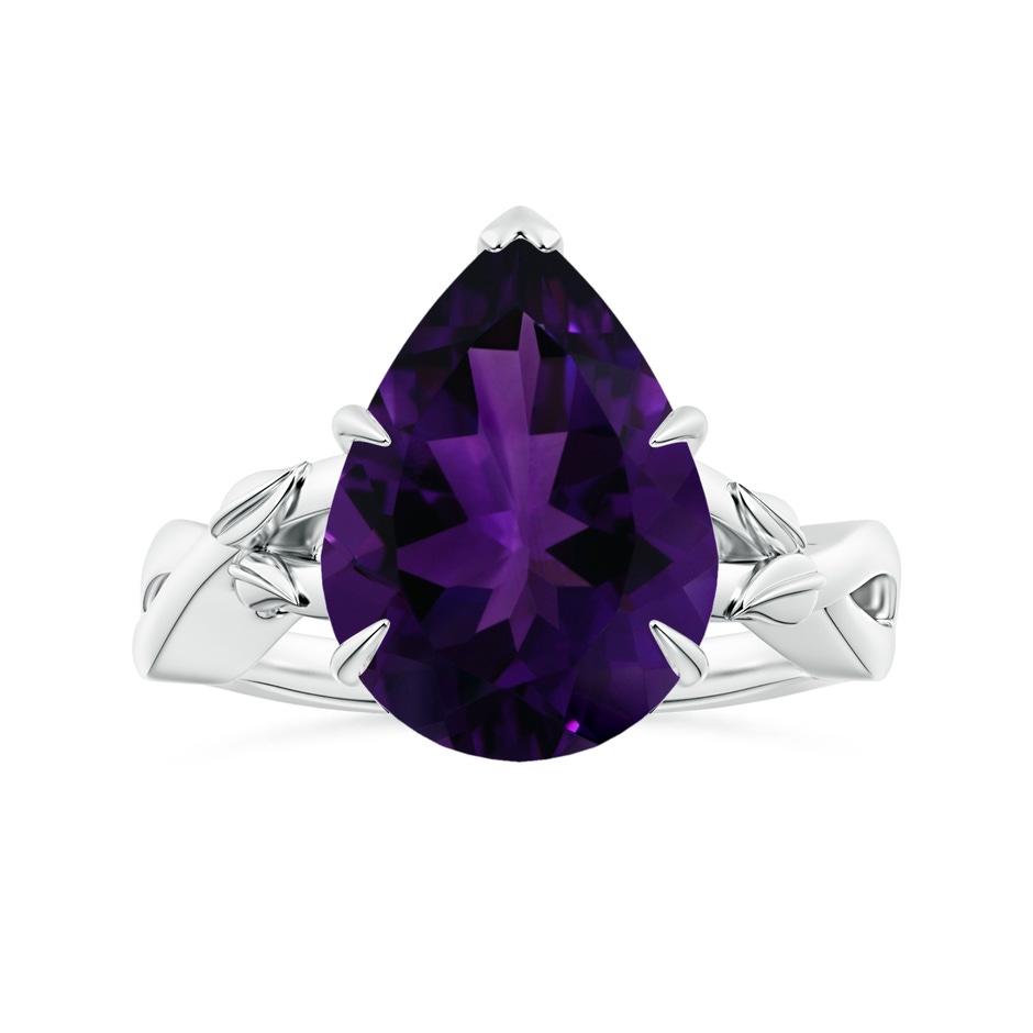 16.16x12.07x7.80mm AAAA Claw-Set GIA Certified Solitaire Pear-Shaped Amethyst Nature Inspired Ring in 18K White Gold 