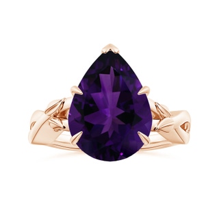 16.16x12.07x7.80mm AAAA Claw-Set GIA Certified Solitaire Pear-Shaped Amethyst Nature Inspired Ring in 9K Rose Gold