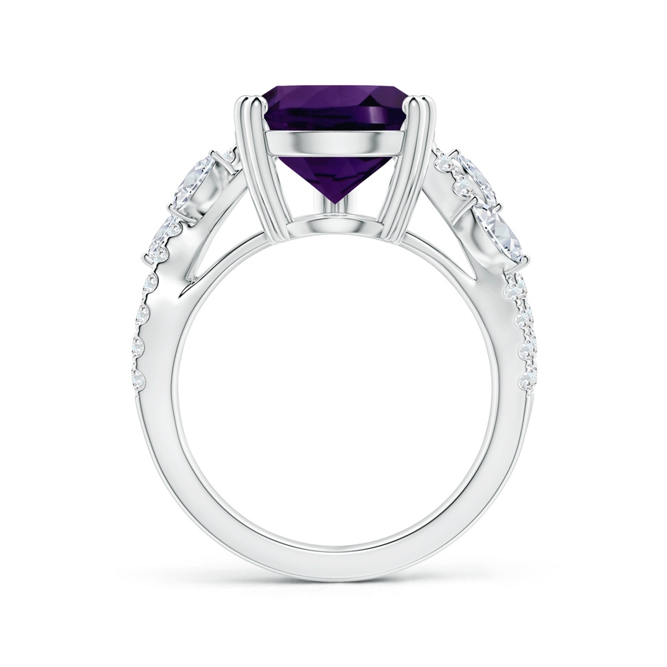 16.16x12.07x7.80mm AAAA Double Prong-Set GIA Certified Pear-Shaped Amethyst Nature Inspired Ring with Diamonds in P950 Platinum side 199