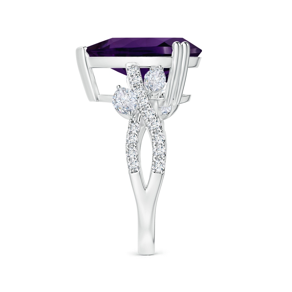 16.16x12.07x7.80mm AAAA Double Prong-Set GIA Certified Pear-Shaped Amethyst Nature Inspired Ring with Diamonds in P950 Platinum side 399