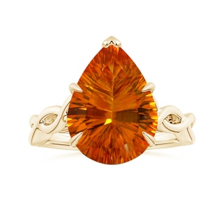 15.05x10.19x7.04mm AAAA Claw-Set GIA Certified Solitaire Pear-Shaped Citrine Twisted Shank Ring in 10K Yellow Gold