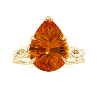 15.05x10.19x7.04mm AAAA Claw-Set GIA Certified Solitaire Pear-Shaped Citrine Twisted Shank Ring in 18K Yellow Gold