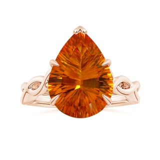 15.05x10.19x7.04mm AAAA Claw-Set GIA Certified Solitaire Pear-Shaped Citrine Twisted Shank Ring in 9K Rose Gold