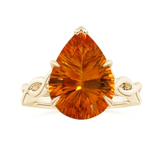 15.05x10.19x7.04mm AAAA Claw-Set GIA Certified Solitaire Pear-Shaped Citrine Twisted Shank Ring in 9K Yellow Gold