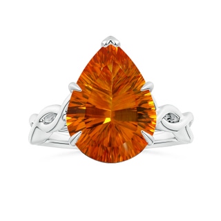 15.05x10.19x7.04mm AAAA Claw-Set GIA Certified Solitaire Pear-Shaped Citrine Twisted Shank Ring in P950 Platinum