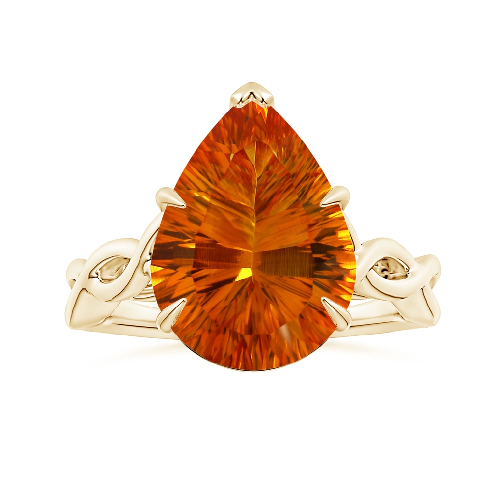 15.05x10.19x7.04mm AAAA Claw-Set GIA Certified Solitaire Pear-Shaped Citrine Twisted Shank Ring in Yellow Gold