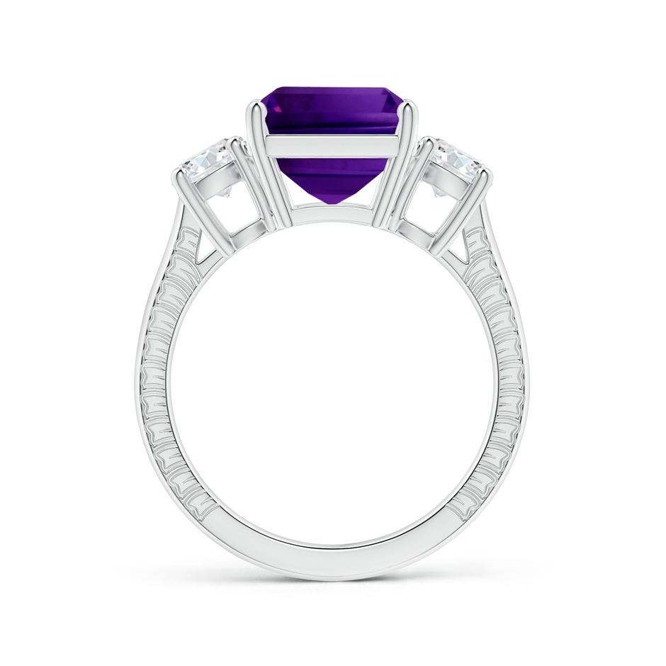 10.92x8.96x5.89mm AAAA Three Stone GIA Certified Emerald-Cut Amethyst Feather Ring with Tapered Shank in P950 Platinum side 199
