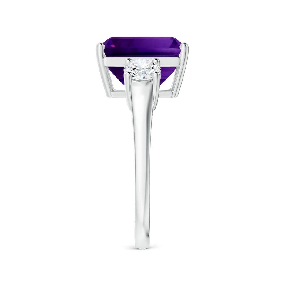 10.92x8.96x5.89mm AAAA Three Stone GIA Certified Emerald-Cut Amethyst Feather Ring with Tapered Shank in P950 Platinum side 399