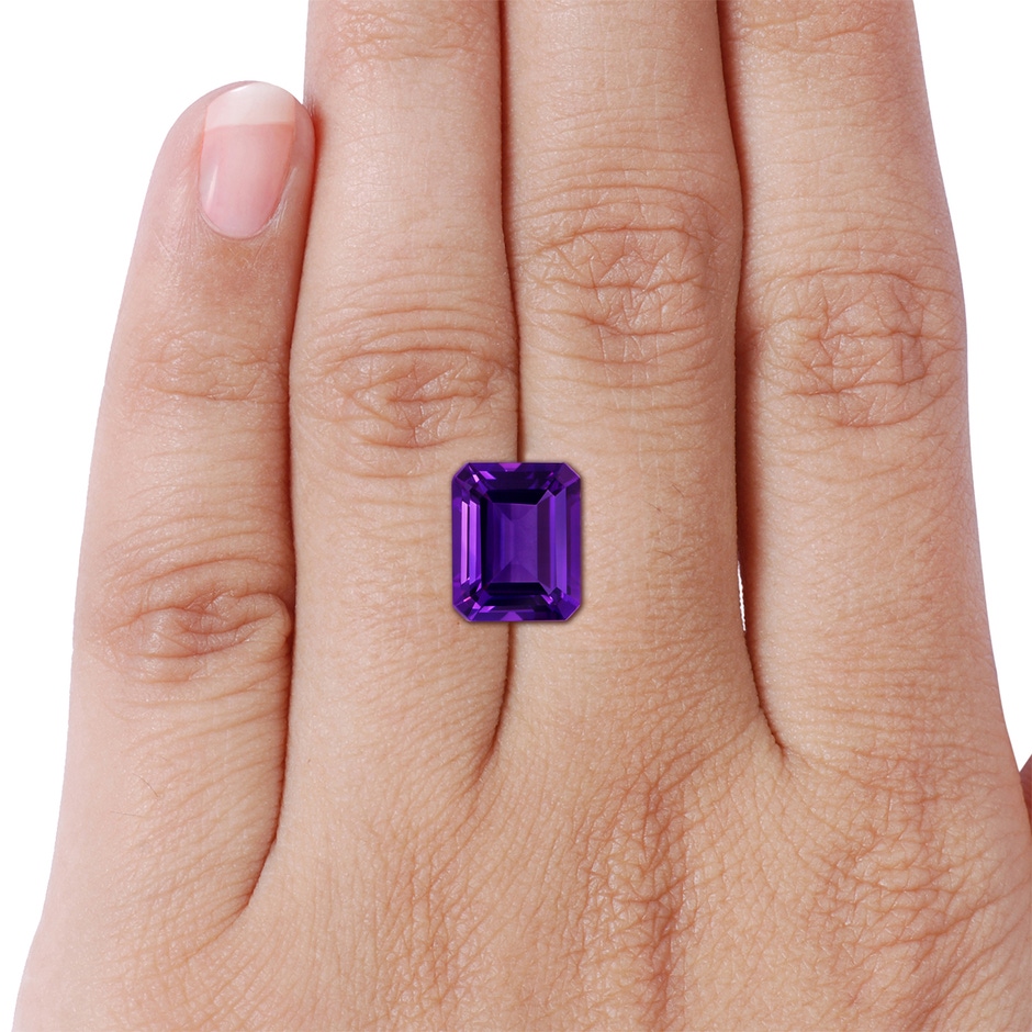 10.92x8.96x5.89mm AAAA Three Stone GIA Certified Emerald-Cut Amethyst Feather Ring with Tapered Shank in P950 Platinum side 799