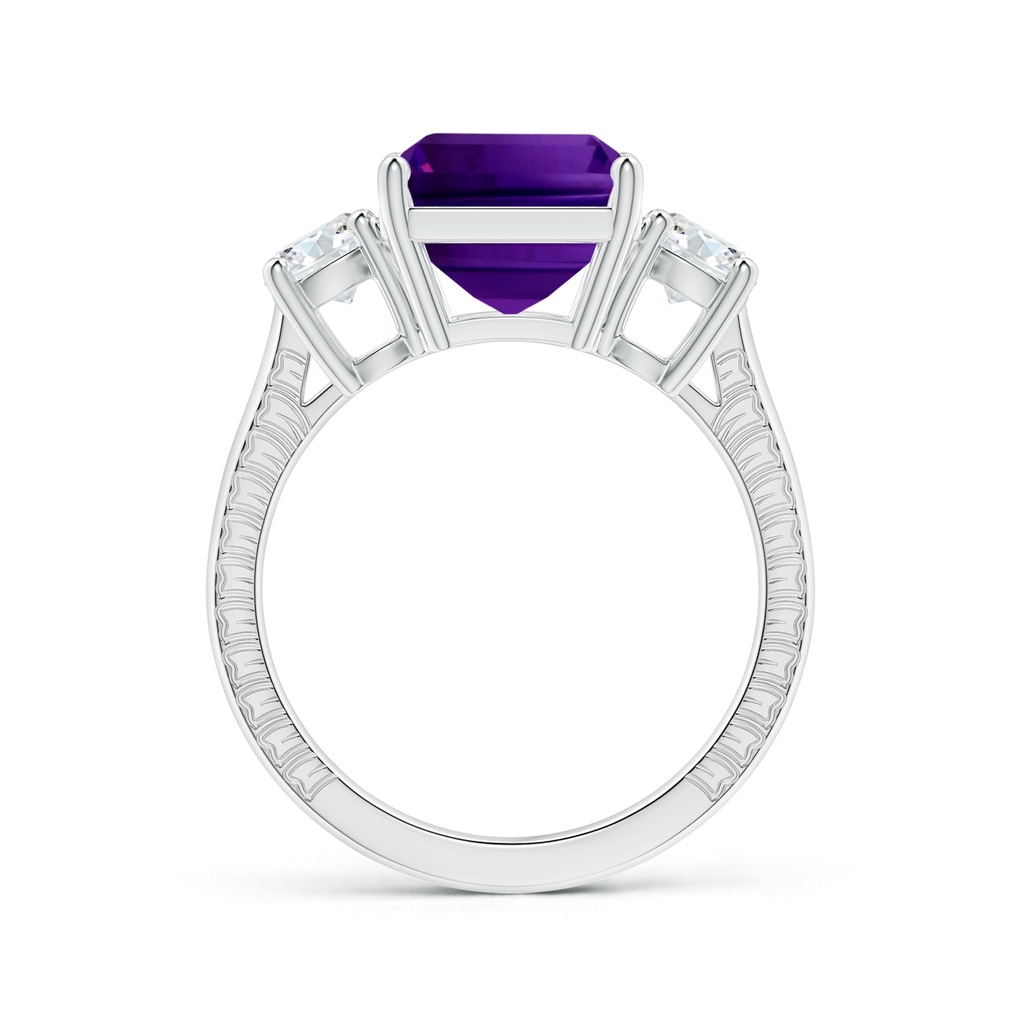 10.92x8.96x5.89mm AAAA Three Stone GIA Certified Emerald-Cut Amethyst Feather Ring with Tapered Shank in White Gold - side 199
