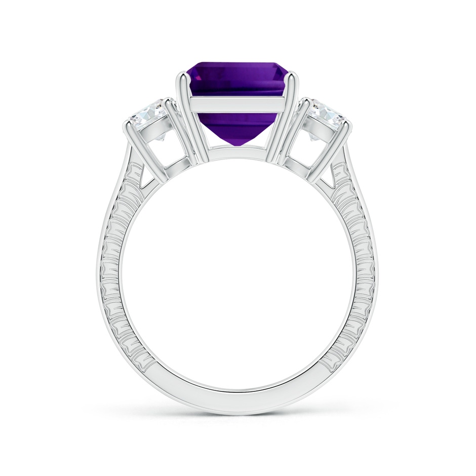 10.92x8.96x5.89mm AAAA Three Stone GIA Certified Emerald-Cut Amethyst Feather Ring with Tapered Shank in White Gold side 199