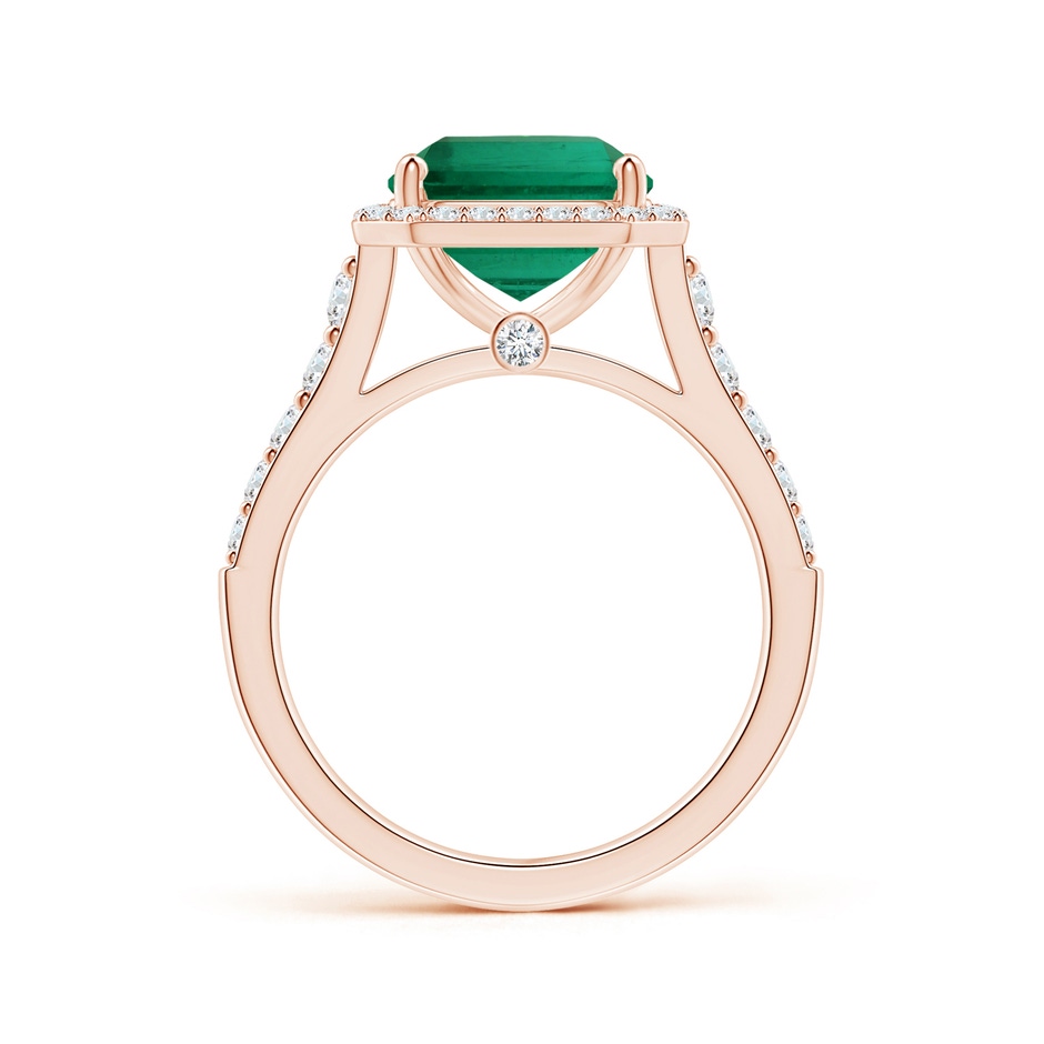 11.20x9.03x5.78mm AAA GIA Certified Emerald-Cut Emerald Tapered Shank Ring with Diamond Halo in 18K Rose Gold side 199