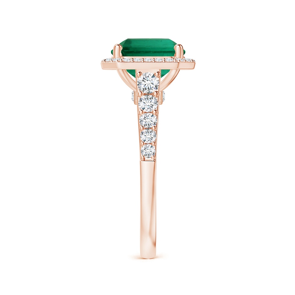 11.20x9.03x5.78mm AAA GIA Certified Emerald-Cut Emerald Tapered Shank Ring with Diamond Halo in 18K Rose Gold side 399