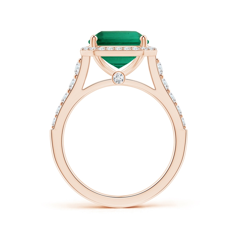 11.20x9.03x5.78mm AAA GIA Certified Emerald-Cut Emerald Tapered Shank Ring with Diamond Halo in Rose Gold side 199