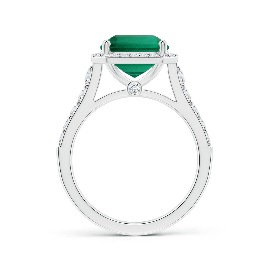 11.20x9.03x5.78mm AAA GIA Certified Emerald-Cut Emerald Tapered Shank Ring with Diamond Halo in White Gold Side 199