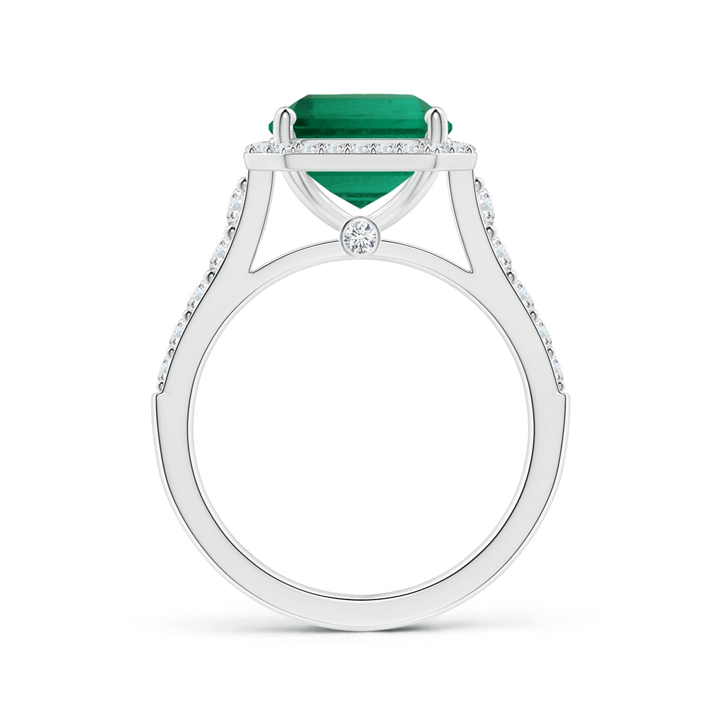 11.20x9.03x5.78mm AAA GIA Certified Emerald-Cut Emerald Tapered Shank Ring with Diamond Halo in White Gold - side 199