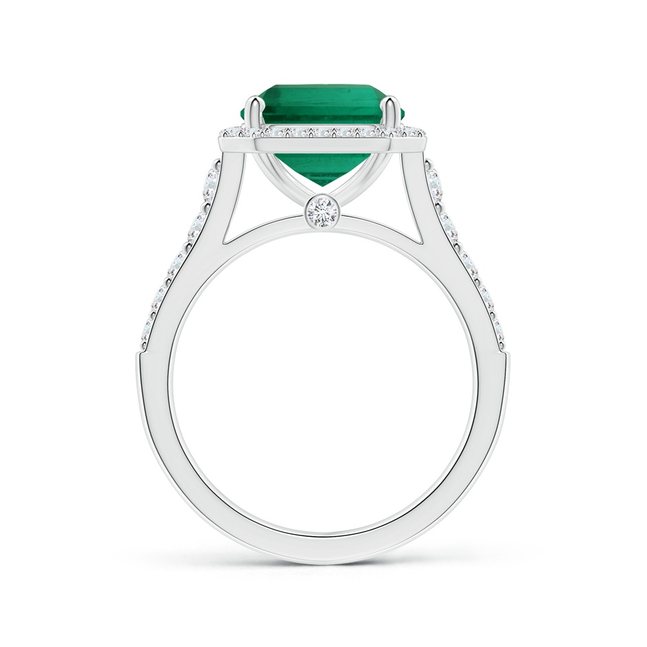 11.20x9.03x5.78mm AAA GIA Certified Emerald-Cut Emerald Tapered Shank Ring with Diamond Halo in White Gold side 199