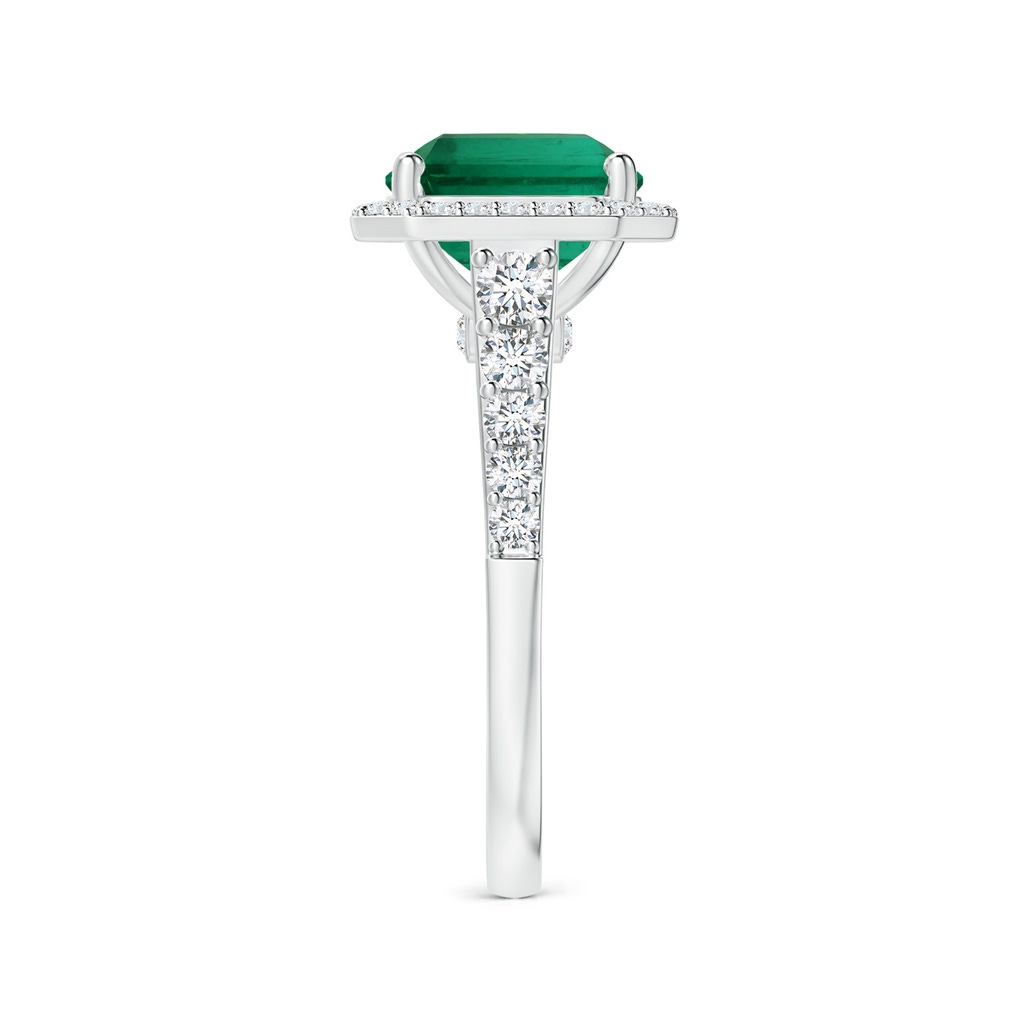 11.20x9.03x5.78mm AAA GIA Certified Emerald-Cut Emerald Tapered Shank Ring with Diamond Halo in White Gold Side 399