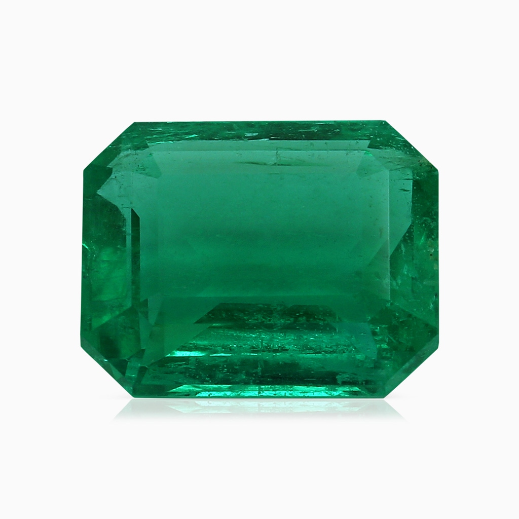 11.20x9.03x5.78mm AAA GIA Certified Emerald-Cut Emerald Tapered Shank Ring with Diamond Halo in White Gold Side 699