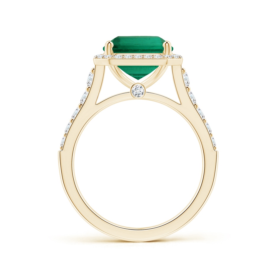 11.20x9.03x5.78mm AAA GIA Certified Emerald-Cut Emerald Tapered Shank Ring with Diamond Halo in Yellow Gold side 199