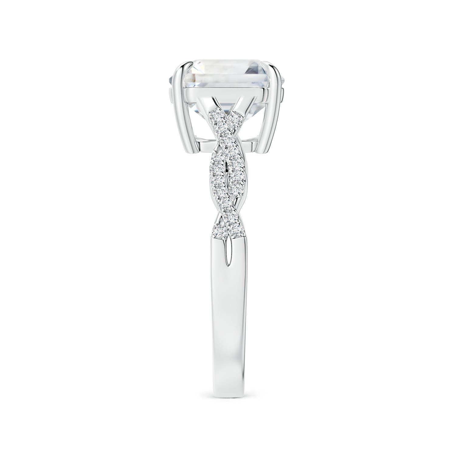 9.40x9.24x6.16mm AAAA Claw-Set GIA Certified Emerald-Cut White Sapphire Twist Shank Ring in 18CT White Gold - side 5