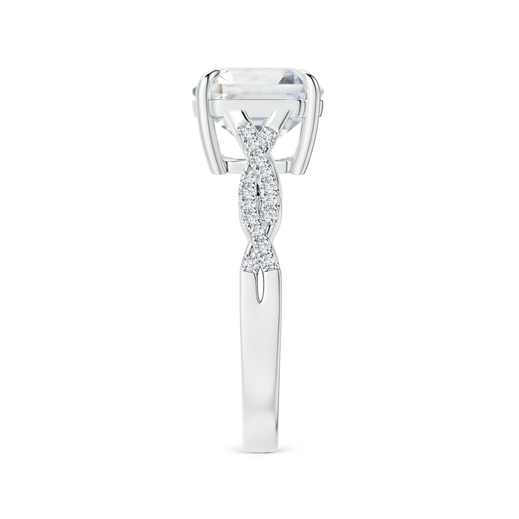 9.40x9.24x6.16mm AAAA Claw-Set GIA Certified Emerald-Cut White Sapphire Twist Shank Ring in 18K White Gold Side-2