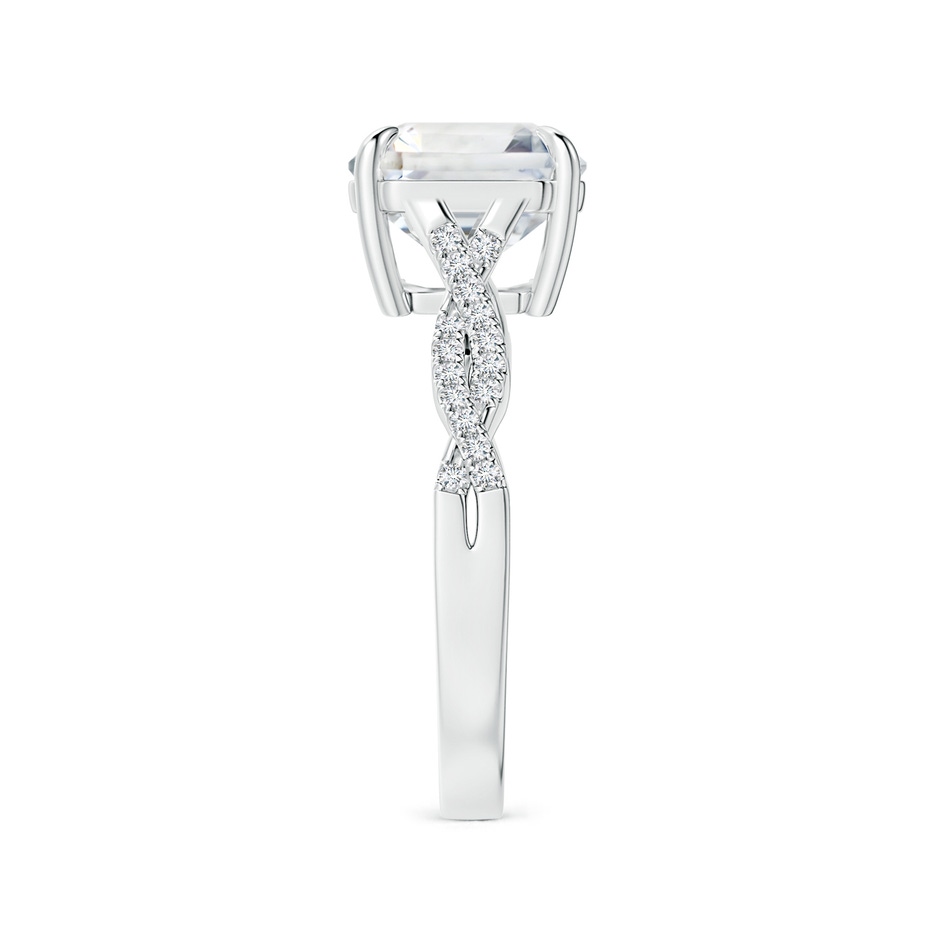 9.40x9.24x6.16mm AAAA Claw-Set GIA Certified Emerald-Cut White Sapphire Twist Shank Ring in 18K White Gold side-2