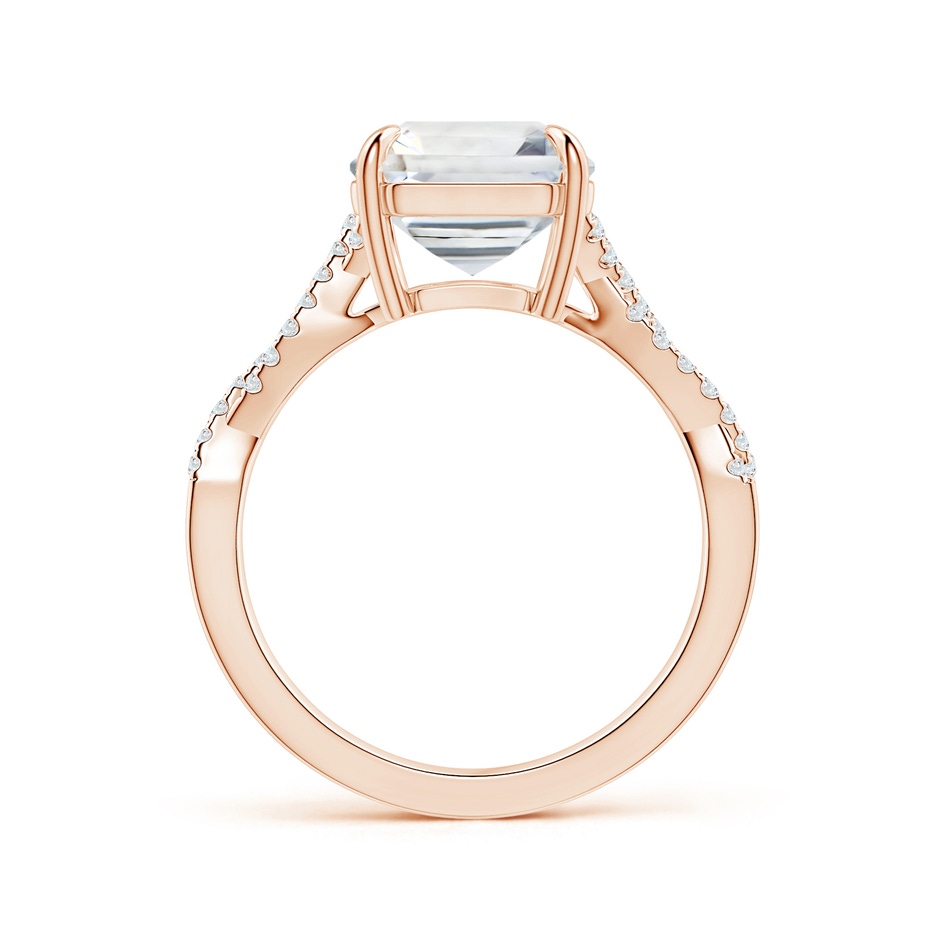 9.40x9.24x6.16mm AAAA Claw-Set GIA Certified Emerald-Cut White Sapphire Twist Shank Ring in Rose Gold side-1