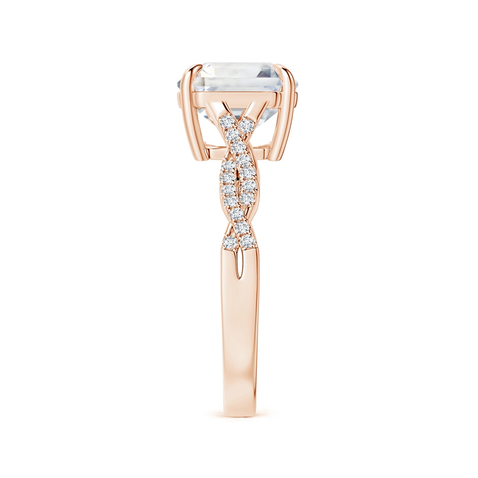 9.40x9.24x6.16mm AAAA Claw-Set GIA Certified Emerald-Cut White Sapphire Twist Shank Ring in Rose Gold side-2