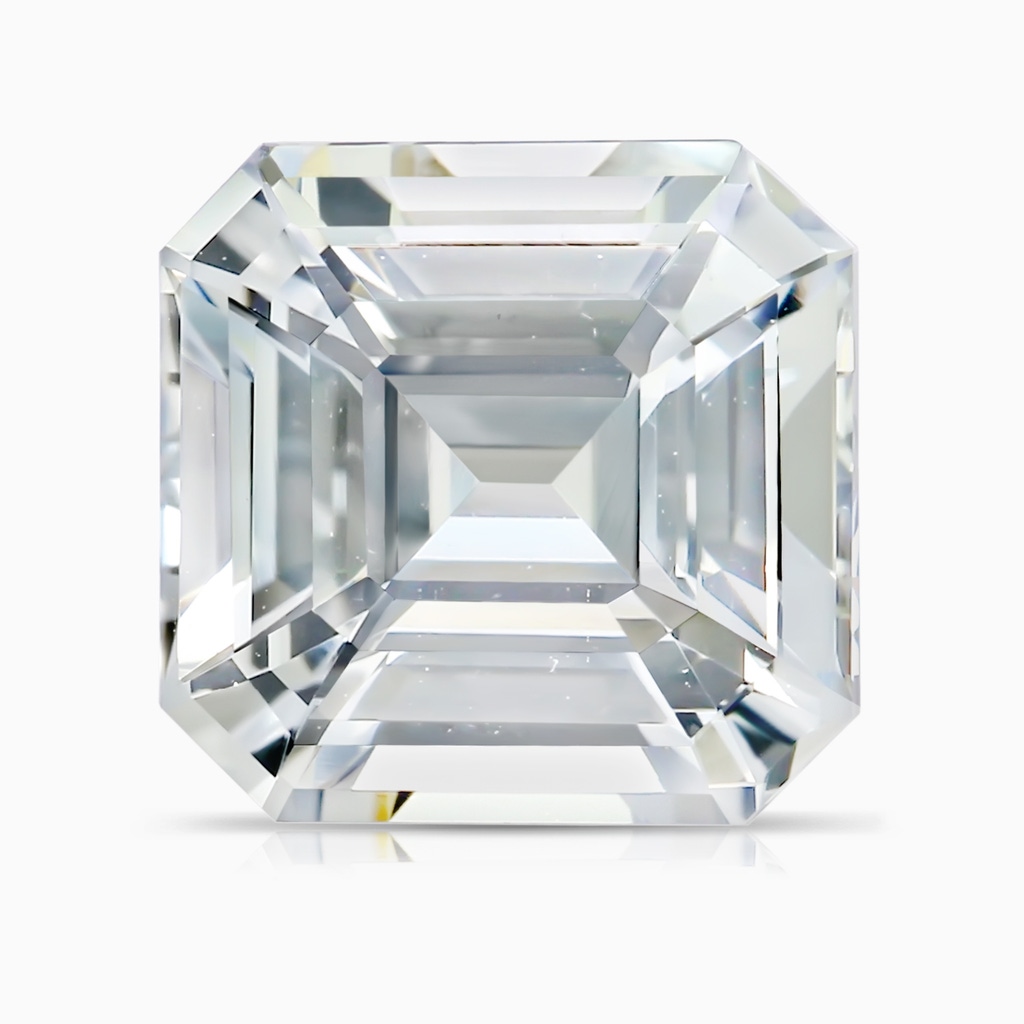 9.40x9.24x6.16mm AAAA Three Stone GIA Certified Emerald-Cut White Sapphire Knife-Edge Ring in 18K White Gold Stone