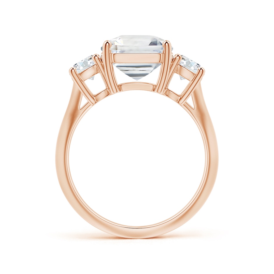 9.40x9.24x6.16mm AAAA Three Stone GIA Certified Emerald-Cut White Sapphire Knife-Edge Ring in Rose Gold side-1