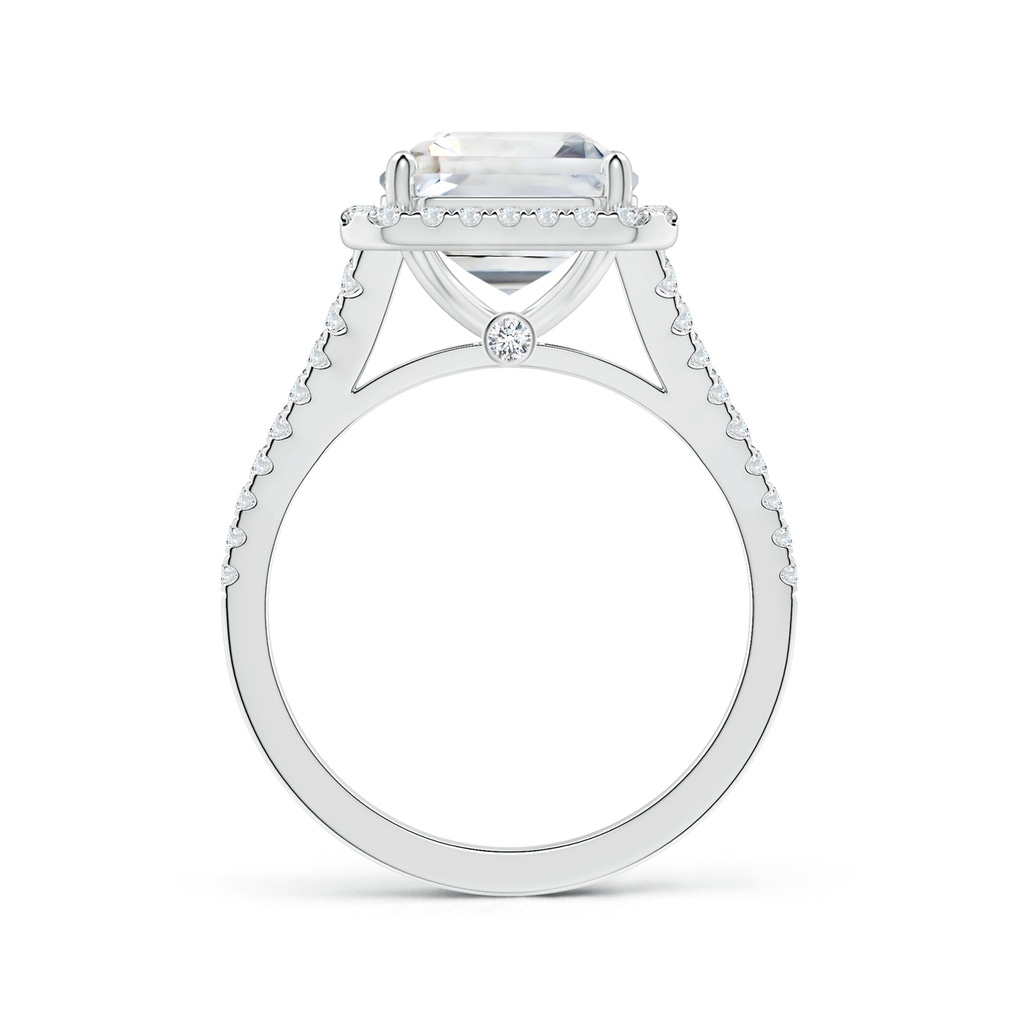 9.40x9.24x6.16mm AAAA GIA Certified Emerald-Cut White Sapphire Split Shank Ring with Halo  in 18K White Gold Side-1
