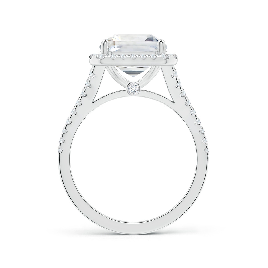 9.40x9.24x6.16mm AAAA GIA Certified Emerald-Cut White Sapphire Split Shank Ring with Halo  in 18K White Gold side-1