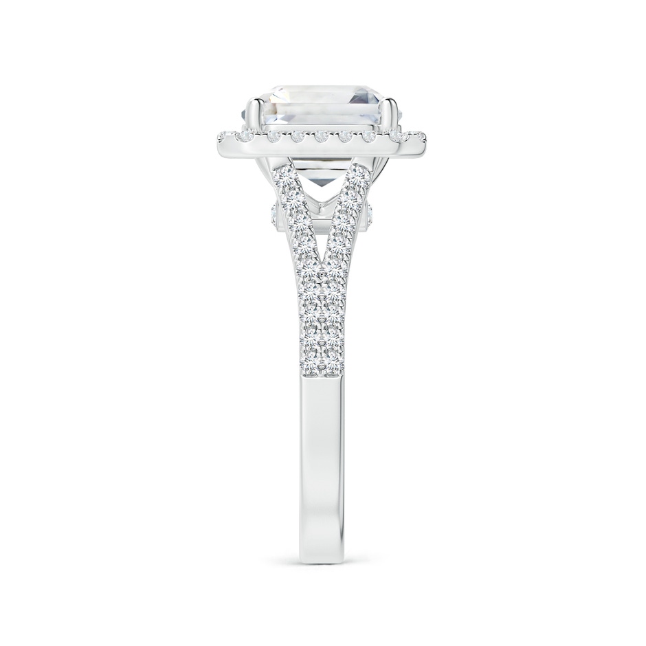 9.40x9.24x6.16mm AAAA GIA Certified Emerald-Cut White Sapphire Split Shank Ring with Halo  in 18K White Gold side-2