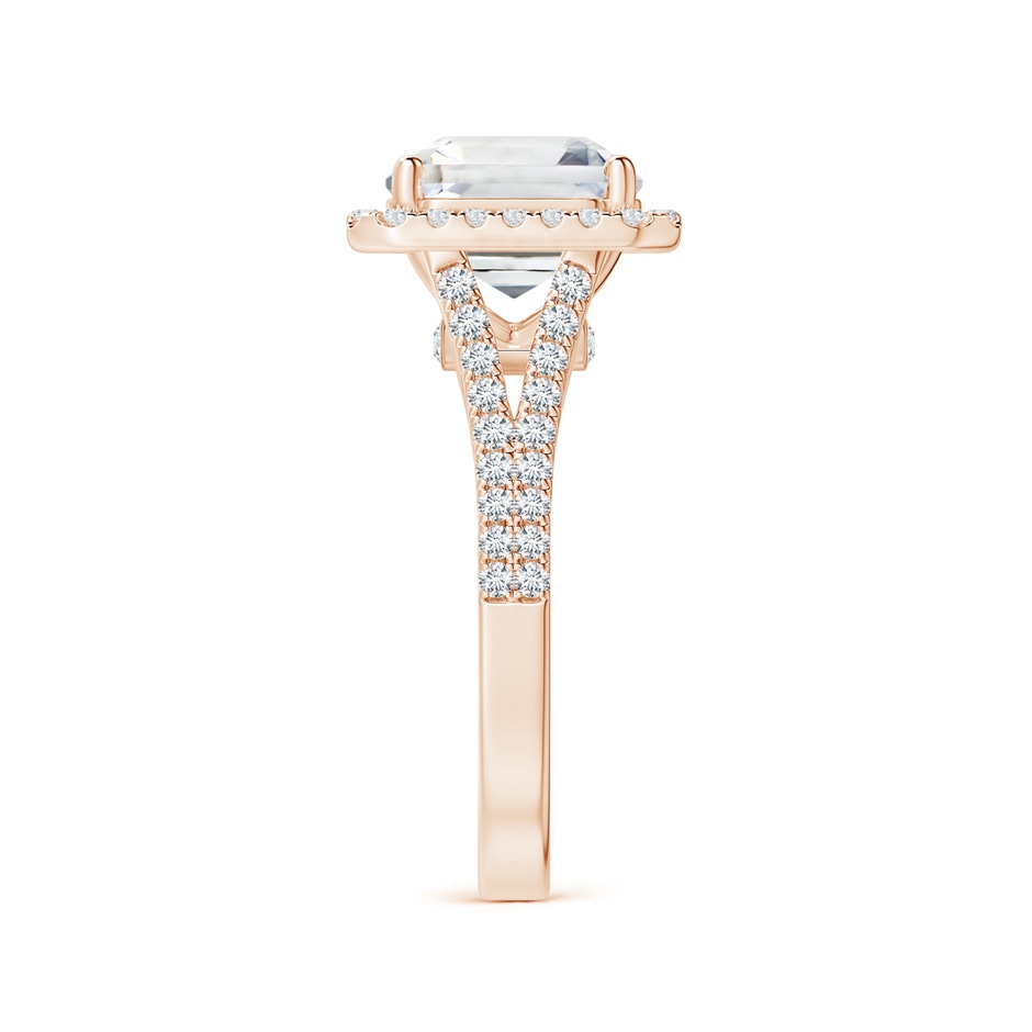 9.40x9.24x6.16mm AAAA GIA Certified Emerald-Cut White Sapphire Split Shank Ring with Halo  in Rose Gold side-2