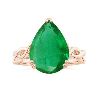 15.6x8.70mm AA Double prong-Set GIA Certified Solitaire Pear-Shaped Emerald Twisted Shank Ring in 10K Rose Gold