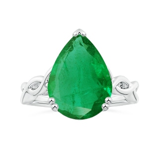15.6x8.70mm AA Double prong-Set GIA Certified Solitaire Pear-Shaped Emerald Twisted Shank Ring in 18K White Gold