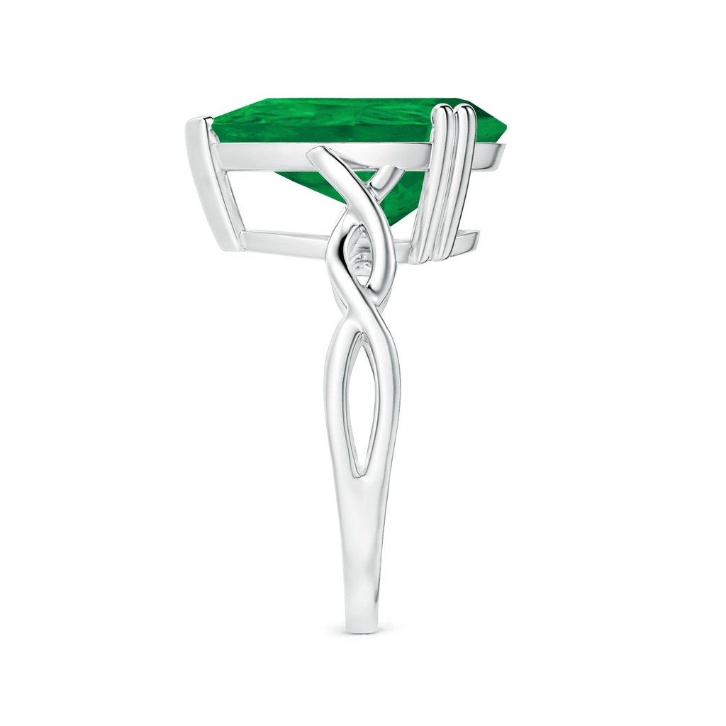 15.6x8.70mm AA Double prong-Set GIA Certified Solitaire Pear-Shaped Emerald Twisted Shank Ring in 18K White Gold Side-2