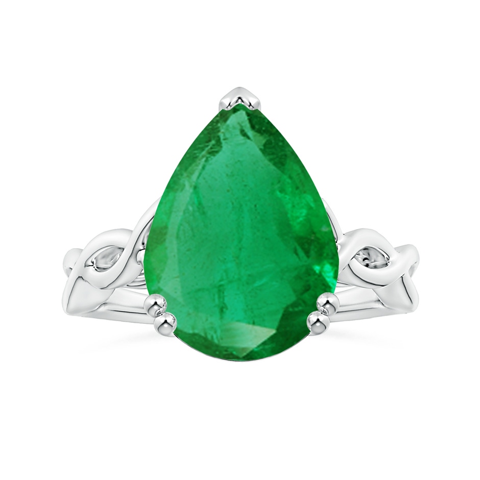 15.6x8.70mm AA Double prong-Set GIA Certified Solitaire Pear-Shaped Emerald Twisted Shank Ring in P950 Platinum 