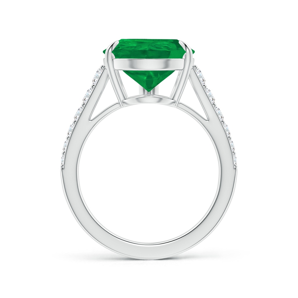 15.6x8.70mm AA Claw-Set GIA Certified Pear-Shaped Emerald Tapered Shank ring with Diamonds in 18K White Gold Side-1