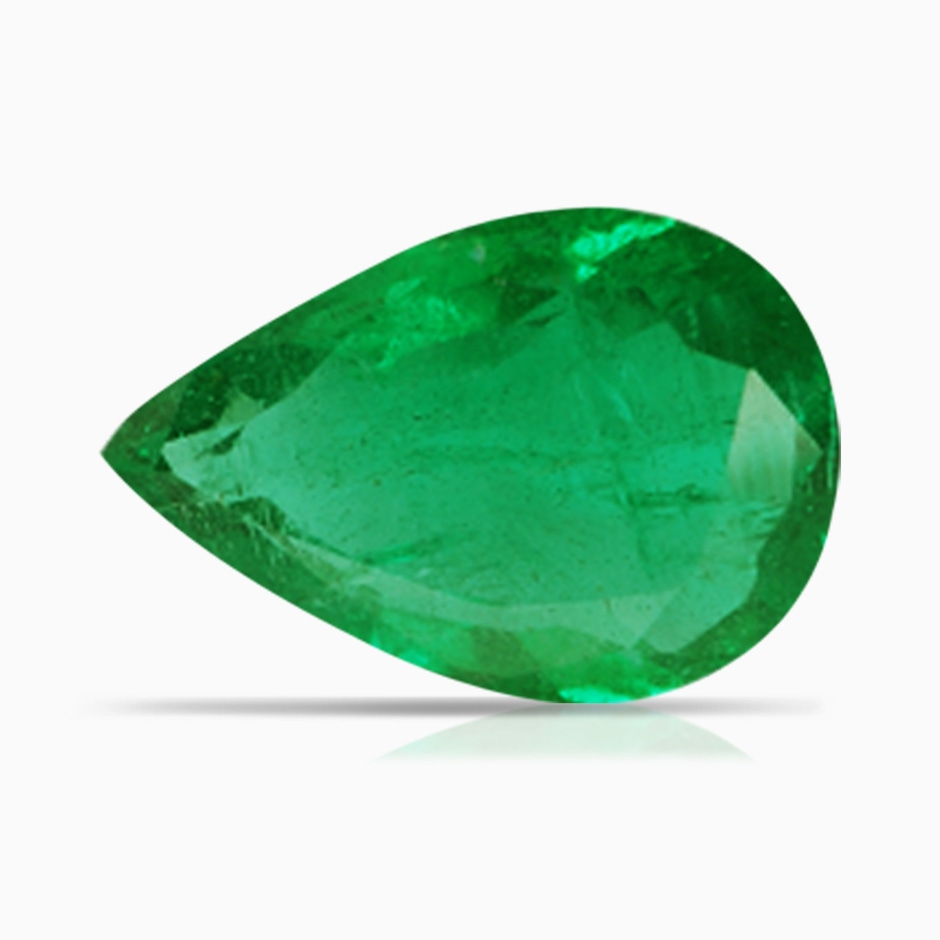 15.6x8.70mm AA Claw-Set GIA Certified Pear-Shaped Emerald Tapered Shank ring with Diamonds in P950 Platinum stone