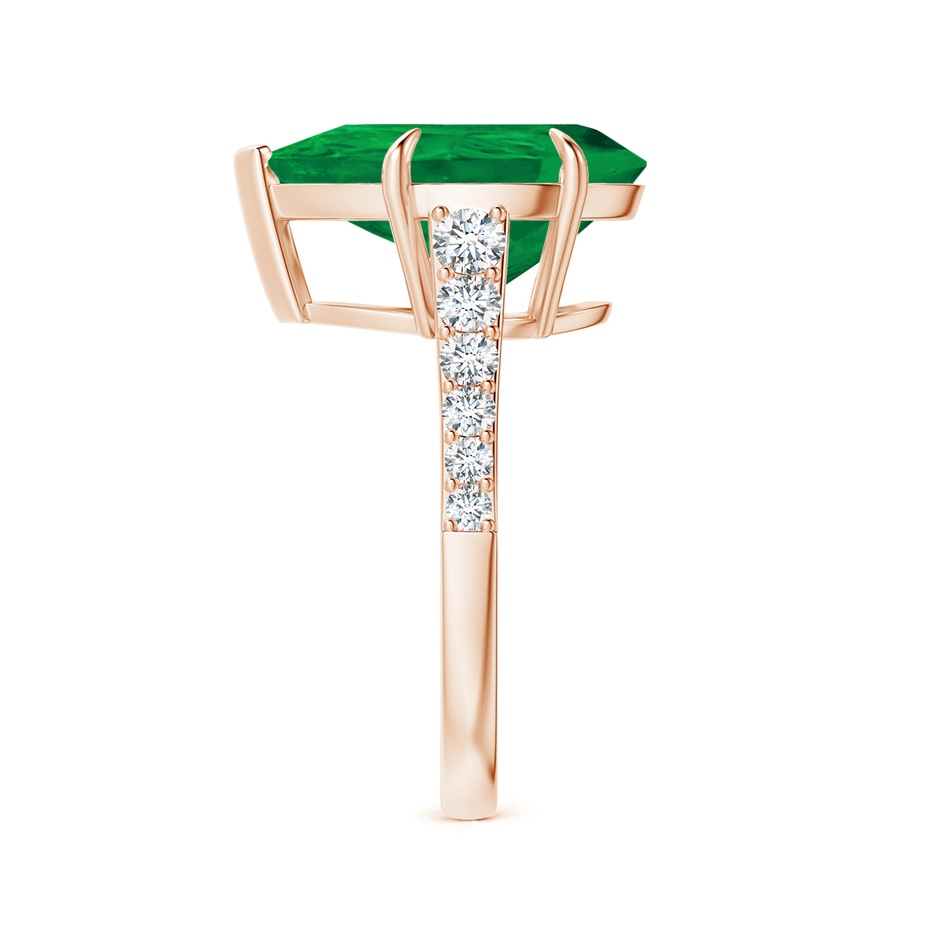 15.6x8.70mm AA Claw-Set GIA Certified Pear-Shaped Emerald Tapered Shank ring with Diamonds in Rose Gold side-2