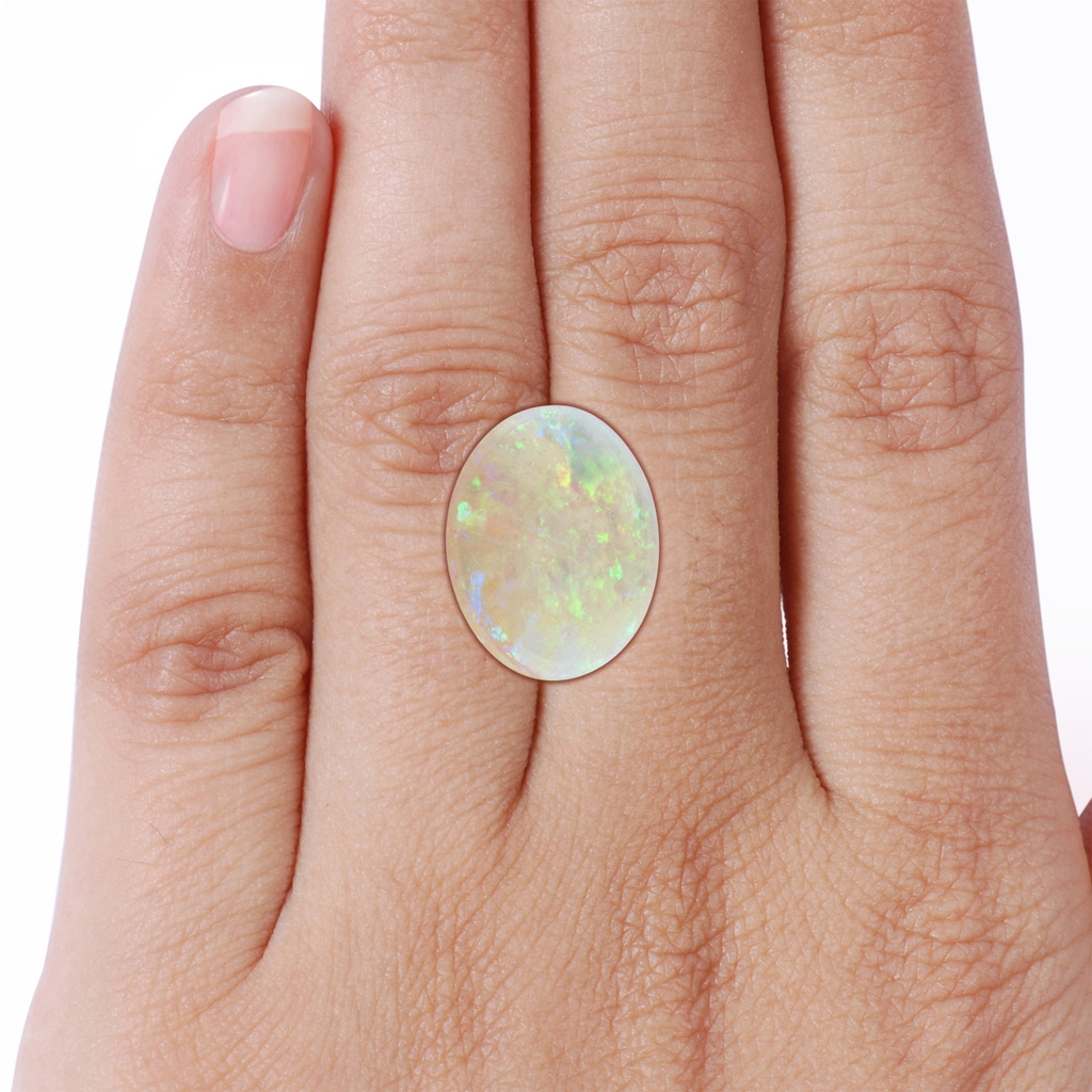 21.88x16.66x6.14mm AAA Claw-Set GIA Certified Solitaire Oval Opal Reverse Tapered Shank Ring with Leaf Motifs in 18K White Gold - stone_body