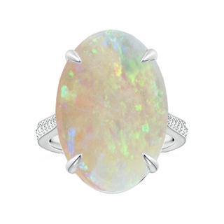 21.88x16.66x6.14mm AAA Claw-Set GIA Certified Solitaire Oval Opal Reverse Tapered Shank Ring with Leaf Motifs in P950 Platinum