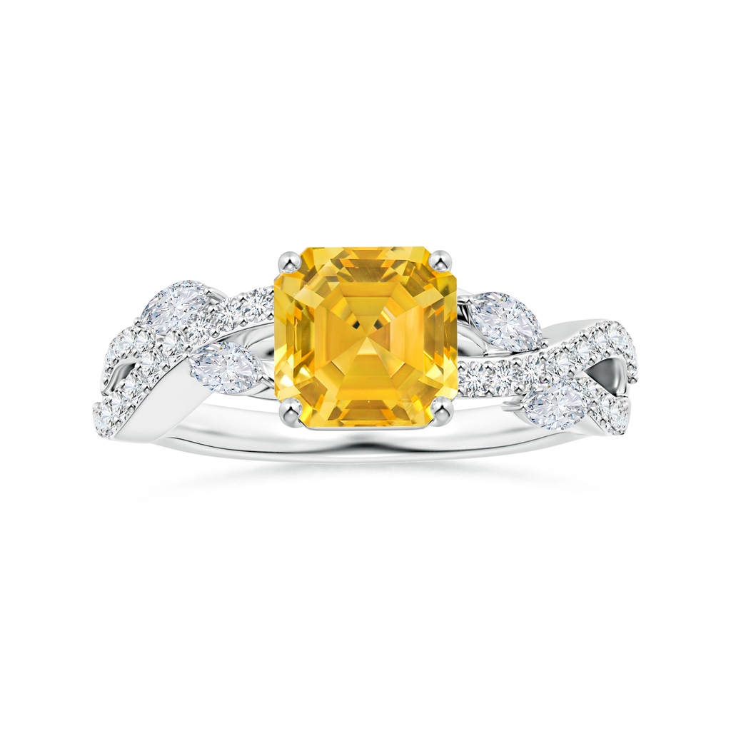8.25x8.18x6.98mm AAAA Nature Inspired GIA Certified Emerald-Cut Yellow Sapphire Ring with Diamonds in P950 Platinum