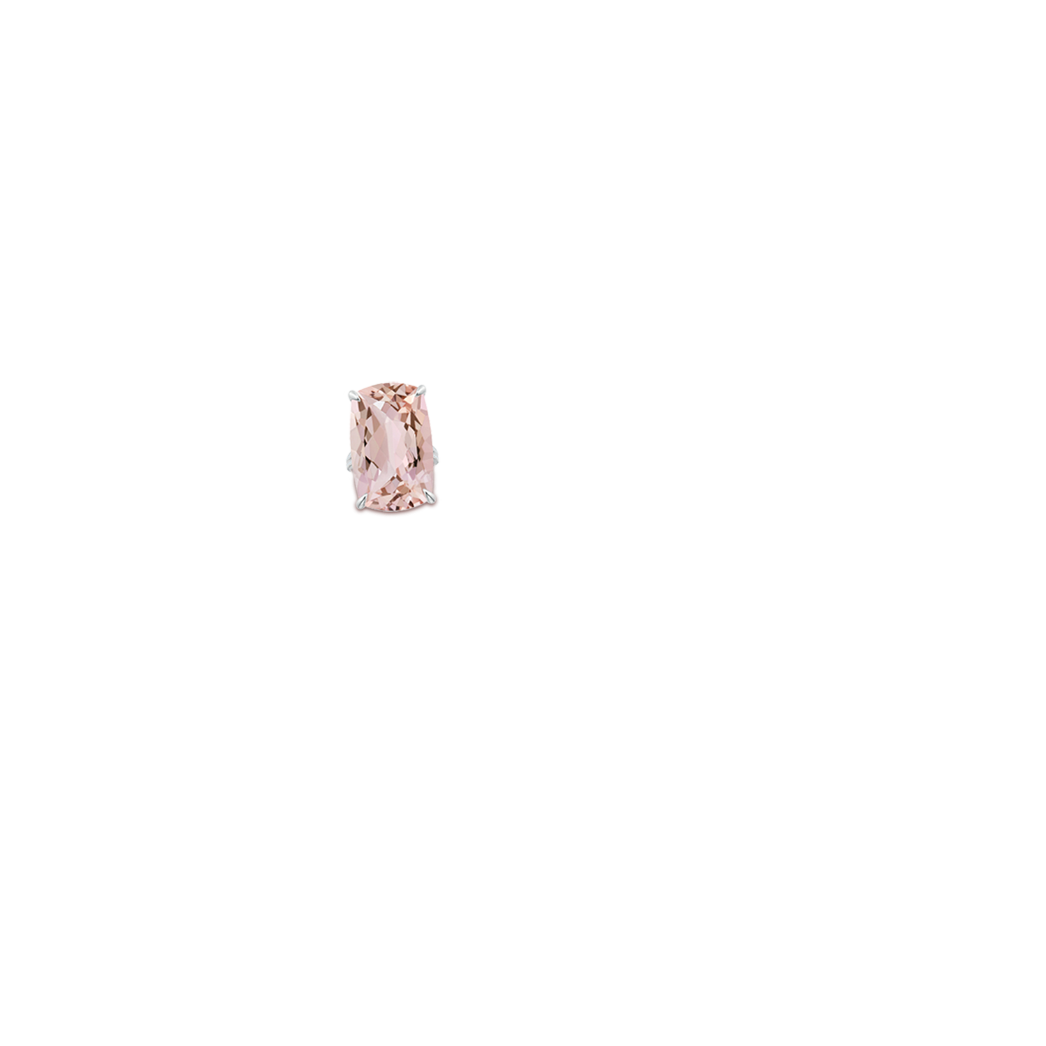 27x16.5mm AA Double Claw-Set GIA Certified Cushion Morganite Split Shank Ring with Diamonds in 18CT White Gold - body_hand