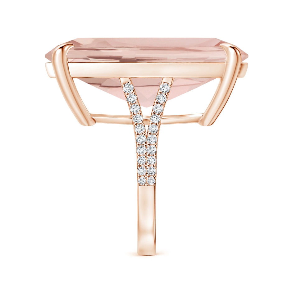 27x16.5mm AA Double Claw-Set GIA Certified Cushion Morganite Split Shank Ring with Diamonds in Rose Gold side-2