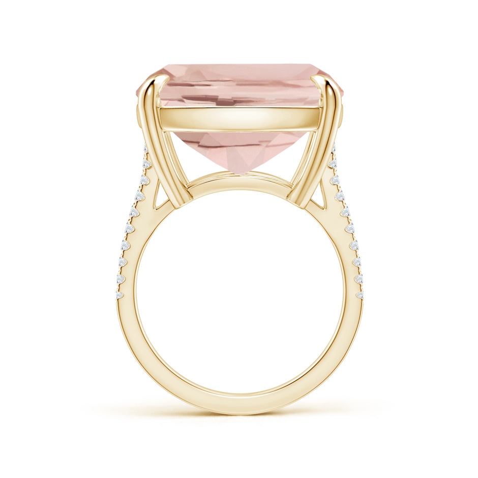 27x16.5mm AA Double Claw-Set GIA Certified Cushion Morganite Split Shank Ring with Diamonds in Yellow Gold side-1