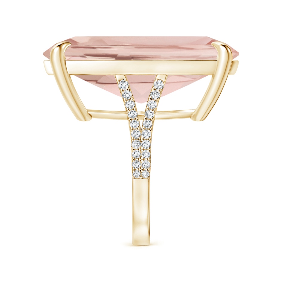 27x16.5mm AA Double Claw-Set GIA Certified Cushion Morganite Split Shank Ring with Diamonds in Yellow Gold side-2