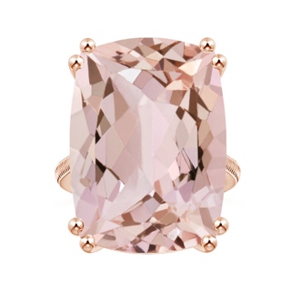 27x16.5mm AA Prong-Set GIA Certified Solitaire Cushion Morganite Feather Ring in 9K Rose Gold